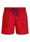 Vilebrequin Men Swim Shorts Ultra-light And Packable Ronde Des Tortues Red In Red