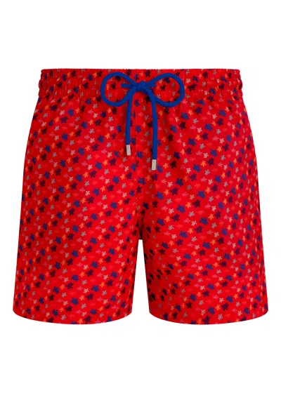 Vilebrequin Men Swim Shorts Ultra-light And Packable Ronde Des Tortues Red