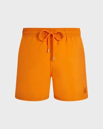 Vilebrequin Men Swim Shorts Water-reactive Octopus In Stripes In Orange