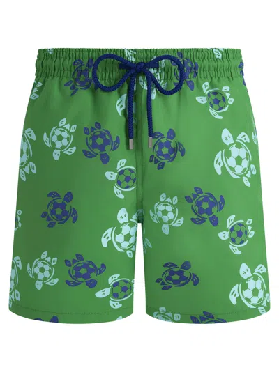 Vilebrequin Men Swim Shorts Soccer Turtles In Green