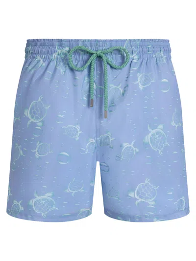 Vilebrequin Men Ultra-light And Packable Swim Shorts Bubbles Turtles 3d In Blue