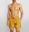 Vilebrequin Men Swim Trunks Birds Rose Shocking In Yellow