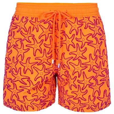 Vilebrequin Men Swim Trunks Flocked Starlettes In Red