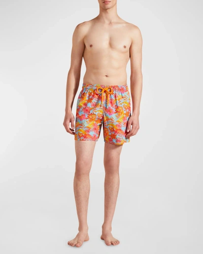 Vilebrequin Men's Tahiti Flower-print Swim Shorts In Santorini