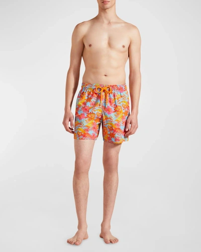 Vilebrequin Moorea Printed Swim Trunks In Santorini