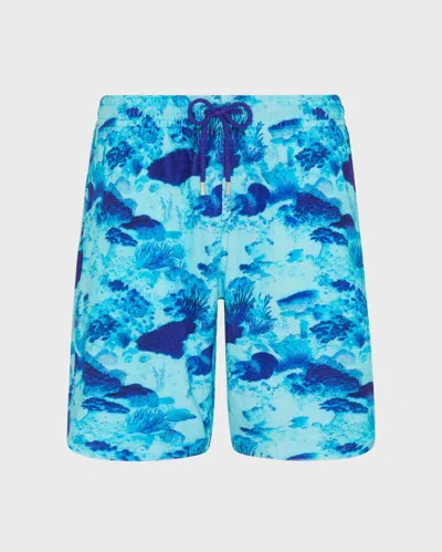 Vilebrequin Men Terry Bermuda Shorts Coral Reef In Blue