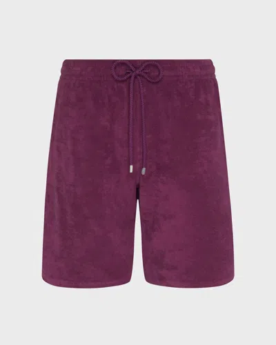 Vilebrequin Men Terry Bermuda Shorts Solid Kerala In Purple