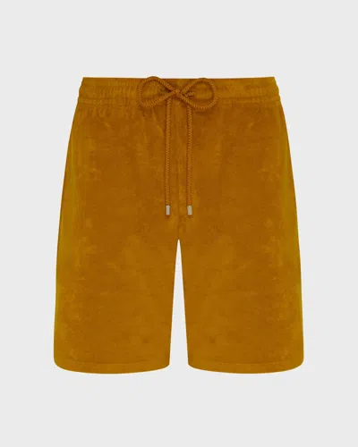 Vilebrequin Men Terry Bermuda Shorts Solid Mud In Gold