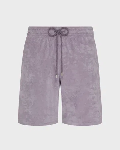Vilebrequin Men Terry Bermuda Shorts Solid Ouragan In Purple