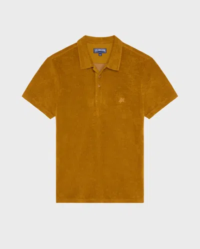 Vilebrequin Men Terry Polo Shirt Solid In Brown