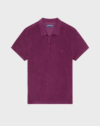 Vilebrequin Men Terry Polo Shirt Solid Kerala In Purple