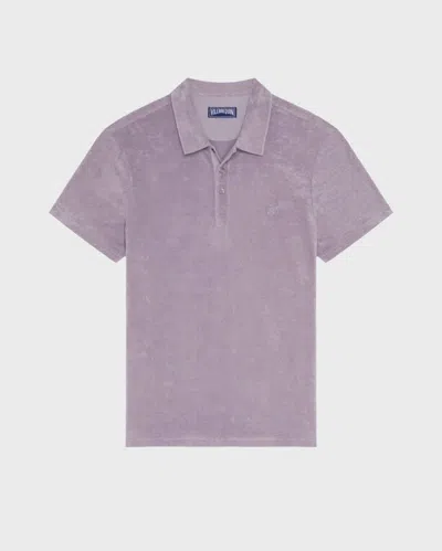 Vilebrequin Men Terry Polo Shirt Solid In Purple