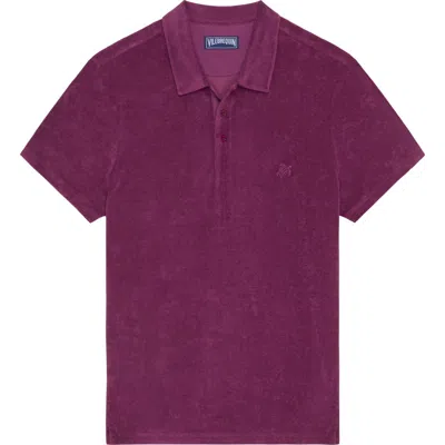 Vilebrequin Men Terry Polo Shirt Solid In Purple