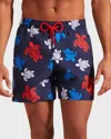 Vilebrequin Moorea Printed Swim Trunks In Navy