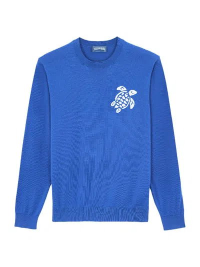 Vilebrequin Men's Turtle Cotton Crewneck Sweater In Blue