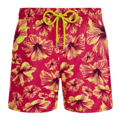 Vilebrequin Men Ultra-light And Packable Swim Shorts Macro Hibiscus In Multi