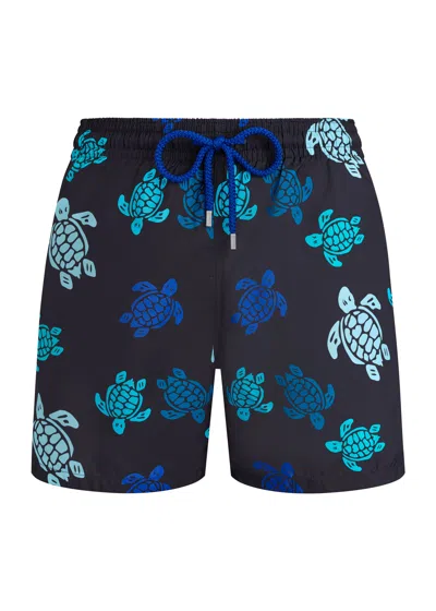 Vilebrequin Men Ultra-light And Packable Swim Shorts Tortues Multicolores In Black