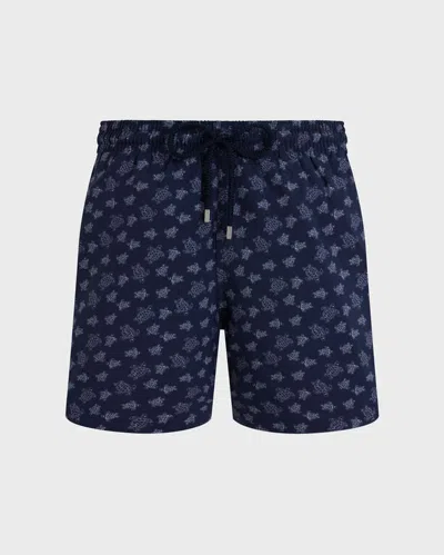 Vilebrequin Men Ultrafine Wool Swim Shorts Ronde Des Tortues In Blue