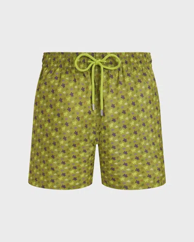 Vilebrequin Men Ultra-light And Packable Swim Shorts Micro Ronde Des Tortues In Green