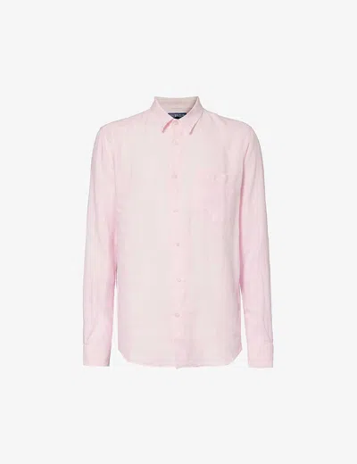 Vilebrequin Caroubis Solid Shirt In Linen In Pink