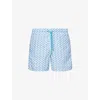 Vilebrequin Mens Blanc Moorea Graphic-print Swim Shorts Xxl In Blue