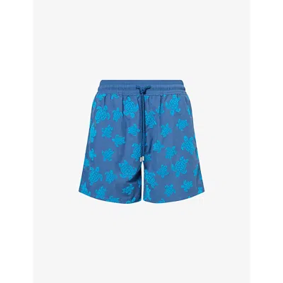 Vilebrequin Mens Evening Moorea Turtle-print Swim Shorts Xl In Blue