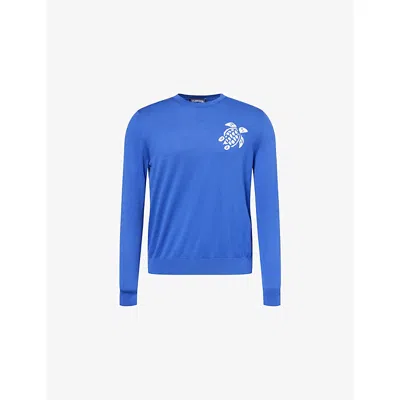 Vilebrequin Mens Marrakech Rayol Intarsia Cotton Knitted Jumper In Blue