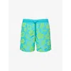 Vilebrequin Ultra-light And Packable Flocked Swim Shorts Tropical Turtle In Blue