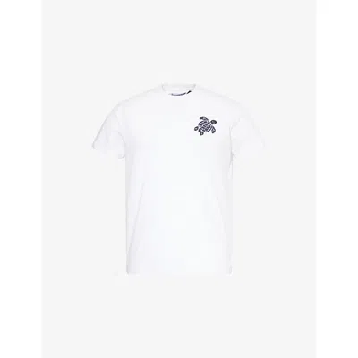 Vilebrequin Mens Brand-embroidered Crewneck Cotton-jersey T-shirt Blanc In White