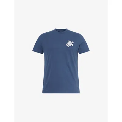 Vilebrequin Mens Brand-embroidered Crewneck Cotton-jersey T-shirt Bleu Marine Xl In Blue