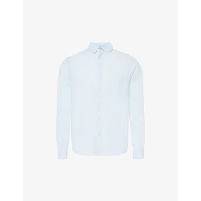 Vilebrequin Mens Bleu Ciel Caroubis Brand-embroidered Linen Shirt