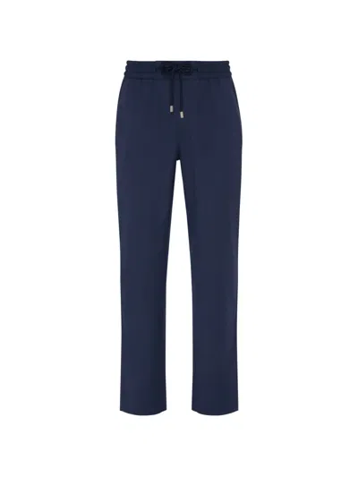 Vilebrequin Micro Carreaux Drawstring Trousers In Blue