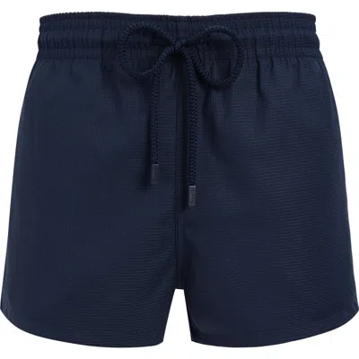 Vilebrequin Micro Carreaux Short Woolen Swim Trunks In Bleu Marine