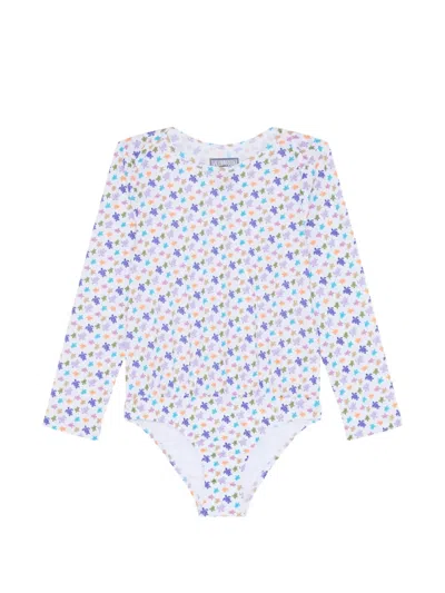 Vilebrequin Kids' Micro Ronde Des Tortues Swimsuit In White