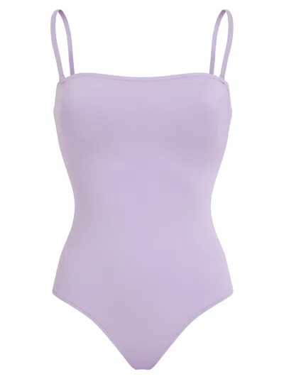 Vilebrequin Minimalist Solid Colour Swimsuit With Thin Straps In Purple