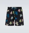 Vilebrequin Mistral Embroidered Swim Trunks In Black