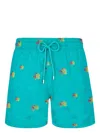 Vilebrequin Mistral Piranhas-embroidered Swim Shorts In Green