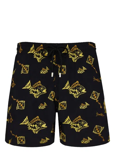 Vilebrequin Mistral Vatel Embroidered Swim Shorts In Black