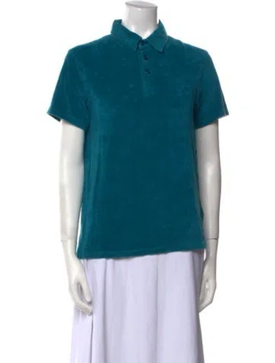 Pre-owned Vilebrequin Mock Neck Short Sleeve Polo In Blue