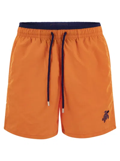 Vilebrequin Embroidered Moka Swim Shorts In Orange