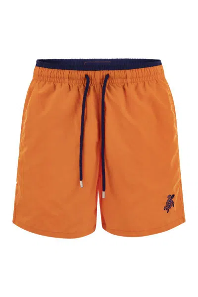 Vilebrequin Embroidered Moka Swim Shorts In Orange
