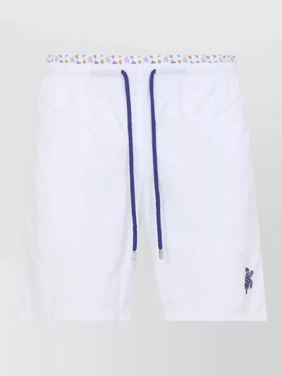 Vilebrequin Moka Embroidered Swimwear Shorts Back Pocket In White