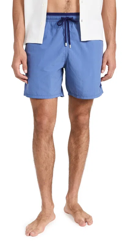 Vilebrequin Moka Straight-leg Mid-length Econyl® Swim Shorts In Blue