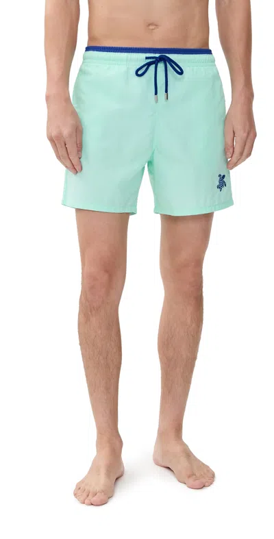 Vilebrequin Mens Celadon Moka Logo-embroidered Woven Swim Shorts In Blue