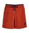 Vilebrequin Solid Bicolor Length Swim Trunks In Brique