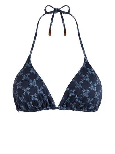 Vilebrequin Monogram Triangle-cup Bikini Top In Blue