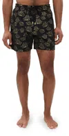 Vilebrequin Turtle Embroidered Moopea Swim Shorts In Noir