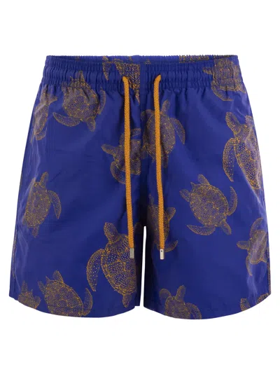Vilebrequin Moorea Swim Shorts Turtles Print In Blue