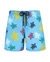 Vilebrequin Ronde Des Tortues-print Drawstring Swim Shorts In Pastel Blu