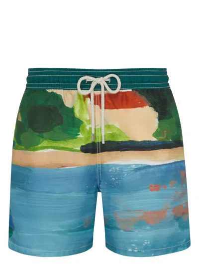 Vilebrequin Moorea Abstract-pattern Print Swim Shorts In Blue